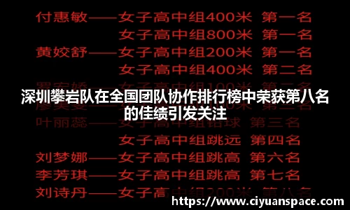 深圳攀岩队在全国团队协作排行榜中荣获第八名的佳绩引发关注