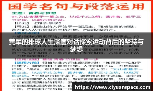 黄军的排球人生深度对话探索运动背后的坚持与梦想